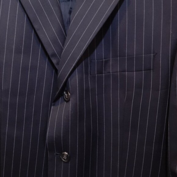 Vintage CHAPS Pinstripe Blazer Jacket Wool Suit Sport Coat Business Mens 40S - Picture 3 of 13